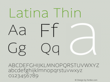 Latina Thin Version 0.022;PS 000.022;hotconv 1.0.88;makeotf.lib2.5.64775图片样张