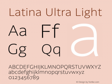 Latina Ultra Light Version 0.022;PS 000.022;hotconv 1.0.88;makeotf.lib2.5.64775图片样张