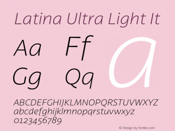Latina Ultra Light It Version 0.022;PS 000.022;hotconv 1.0.88;makeotf.lib2.5.64775图片样张