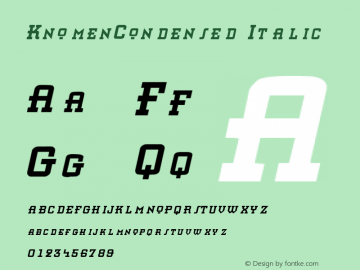 KnomenCondensed Italic Rev. 003.000 Font Sample