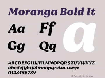 Moranga Bold It Version 1.000;hotconv 1.0.109;makeotfexe 2.5.65596图片样张