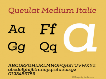 Queulat-MediumItalic Version 1.000;PS 001.000;hotconv 1.0.88;makeotf.lib2.5.64775图片样张