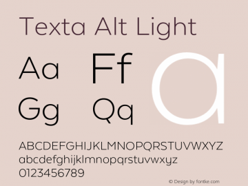 Texta Alt Light Version 1.005;PS 001.005;hotconv 1.0.88;makeotf.lib2.5.64775图片样张