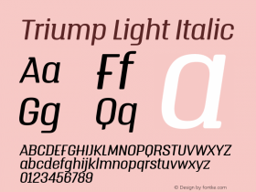 Triump-LightItalic Version 1.000;PS 001.000;hotconv 1.0.88;makeotf.lib2.5.64775图片样张