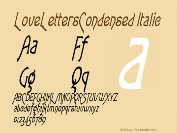 LoveLettersCondensed Italic Rev. 003.000图片样张