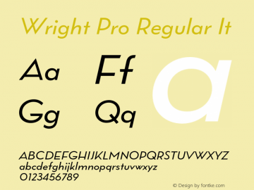 Wright Pro Regular It Version 1.000;hotconv 1.0.109;makeotfexe 2.5.65596图片样张