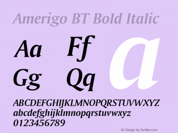 Amerigo BT Bold Italic Version 1.01 emb4-OT图片样张