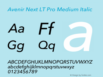 Avenir Next LT Pro Medium Italic Version 3.00图片样张