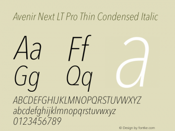 Avenir Next LT Pro Thin Condensed Italic Version 3.00图片样张