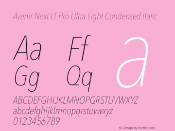 Avenir Next LT Pro Ultra Light Condensed Italic Version 3.00图片样张