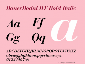 BauerBodni BT Bold Italic Version 1.01 emb4-OT图片样张