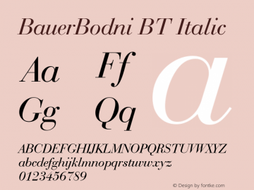 BauerBodni BT Italic Version 1.01 emb4-OT图片样张