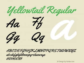 Yellowtail Regular Version 1.000 Font Sample