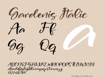 Gardenis Italic Version 1.00;February 24, 2022;FontCreator 13.0.0.2683 64-bit图片样张