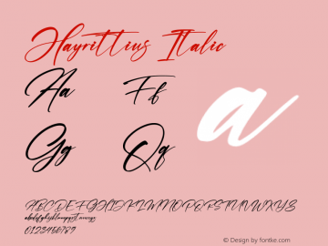 Hayrittius Italic Version 1.00;March 10, 2022;FontCreator 13.0.0.2683 64-bit图片样张