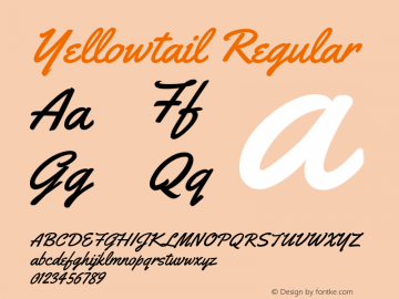 Yellowtail Regular Version 1.000 Font Sample