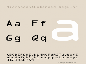 MicroscanAExtended Regular Rev. 003.000 Font Sample