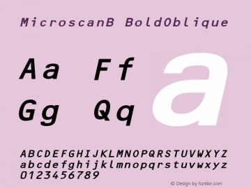 MicroscanB BoldOblique Rev. 003.000 Font Sample