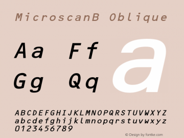 MicroscanB Oblique Rev. 003.000 Font Sample