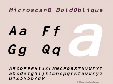 MicroscanB BoldOblique Rev. 003.000 Font Sample