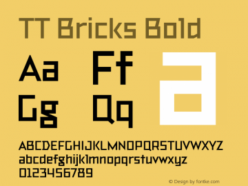 TT Bricks Bold Version 1.010; ttfautohint (v1.5) -l 8 -r 50 -G 0 -x 0 -D latn -f none -m 