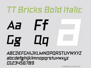 TT Bricks Bold Italic Version 1.100图片样张