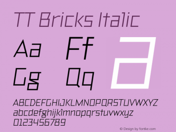 TT Bricks Italic Version 1.010图片样张