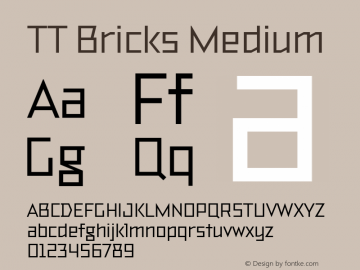 TT Bricks Medium Version 1.010; ttfautohint (v1.5) -l 8 -r 50 -G 0 -x 0 -D latn -f none -m 