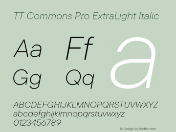 TT Commons Pro ExtraLight Italic Version 3.000.09052021图片样张