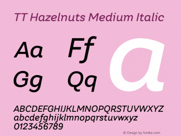 TT Hazelnuts Medium Italic Version 1.010.08122020图片样张