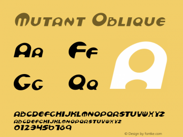 Mutant Oblique Rev 001 Font Sample