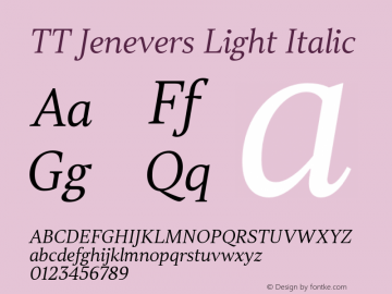 TT Jenevers Light Italic Version 1.100.22042020图片样张