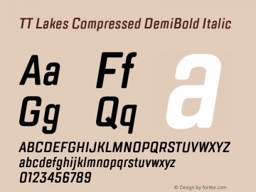 TT Lakes Compressed DemiBold Italic Version 1.000图片样张