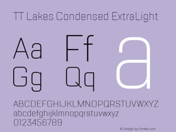 TT Lakes Condensed ExtraLight Version 1.000; ttfautohint (v1.5) -l 8 -r 50 -G 0 -x 0 -D latn -f cyrl -m 