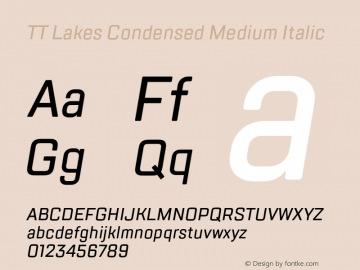 TT Lakes Condensed Medium Italic Version 1.000图片样张