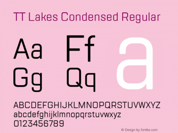 TT Lakes Condensed Regular Version 1.000; ttfautohint (v1.5) -l 8 -r 50 -G 0 -x 0 -D latn -f cyrl -m 