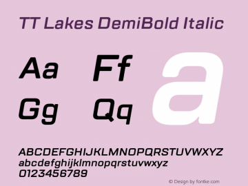 TT Lakes DemiBold Italic Version 1.000图片样张