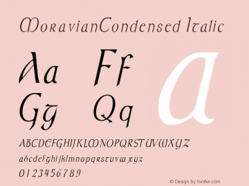 MoravianCondensed Italic Rev. 003.000 Font Sample