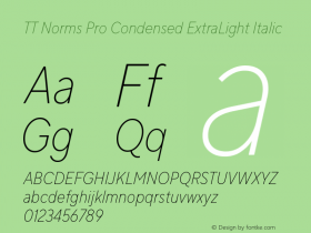 TT Norms Pro Condensed ExtraLight Italic Version 3.000.12072021图片样张