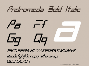 Andromeda Bold Italic Altsys Fontographer 3.5  3/4/93 Font Sample