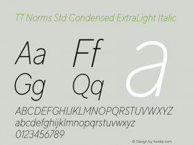 TT Norms Std Condensed ExtraLight Italic Version 1.000.09042020图片样张