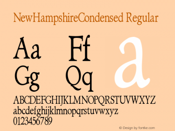 NewHampshireCondensed Regular Rev. 003.000 Font Sample