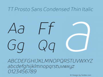TT Prosto Sans Condensed Thin Italic Version 1.110图片样张