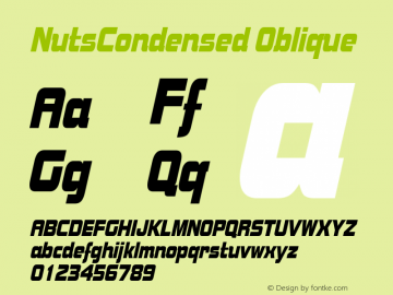 NutsCondensed Oblique Rev. 003.000 Font Sample