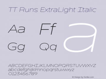 TT Runs ExtraLight Italic Version 1.100.18052021图片样张