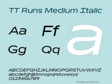TT Runs Medium Italic Version 1.000;hotconv 1.0.109;makeotfexe 2.5.65596图片样张