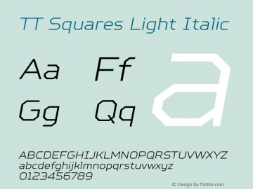 TT Squares Light Italic Version 1.010图片样张