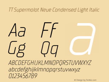 TT Supermolot Neue Condensed Light Italic Version 1.000图片样张