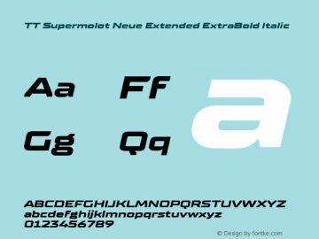 TT Supermolot Neue Extended ExtraBold Italic Version 2.000.04082021图片样张