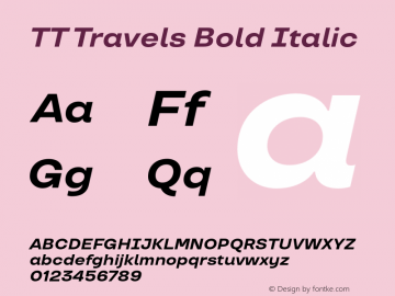 TT Travels Bold Italic Version 1.020.04122020图片样张